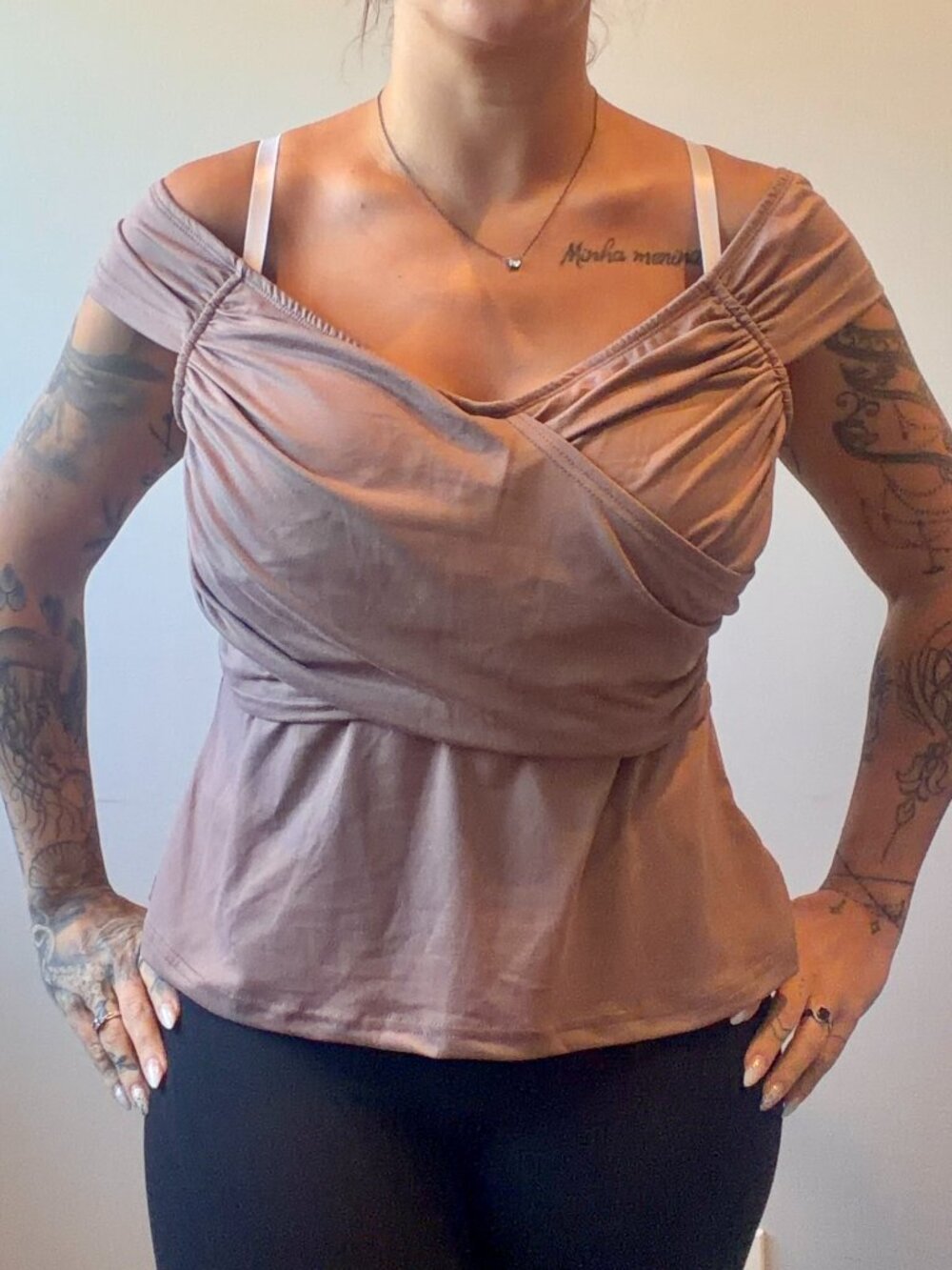 Shein Curve Women's 1XL Tan Brown Blouse V Neck Tank Top